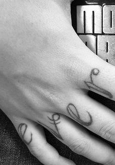 Knuckle tattoo,ever,  black, accurate letters