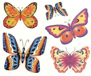diverse farfalle colorate tatuaggio
