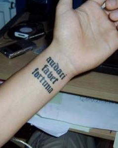 Audaci favet fortuna wrist tattoo