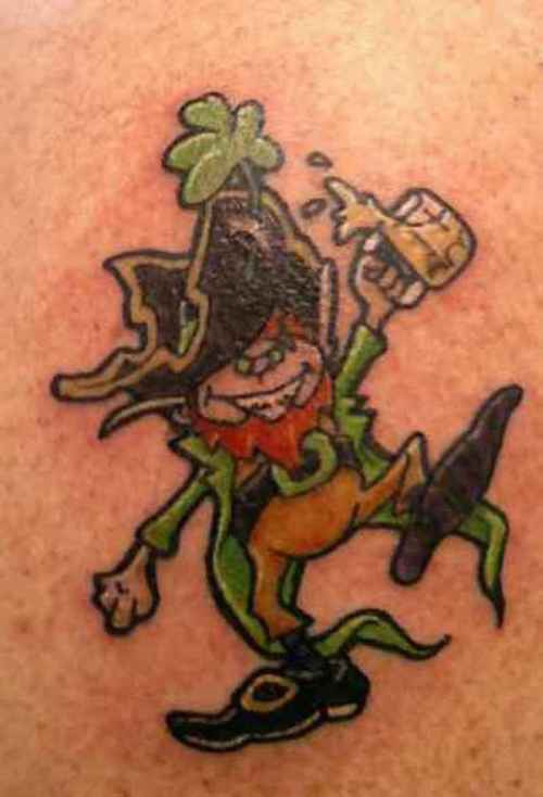 Drunk leprechaun tattoo in colour