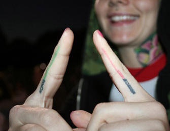 Tattooes an Fingern mit Laserschwerten