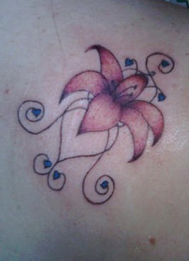 Red lily with tracery  tattoo