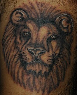 Lion head homemade tattoo