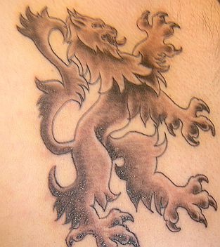 Heraldic lion tattoo