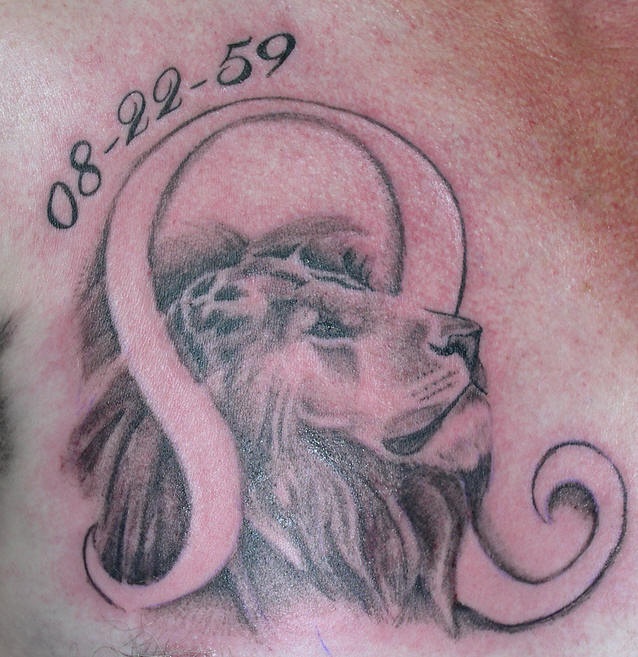 Lion and leo zodiac symbol tattoo