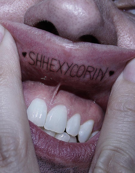 Lip tattoo, heart, shhexycorin, heart