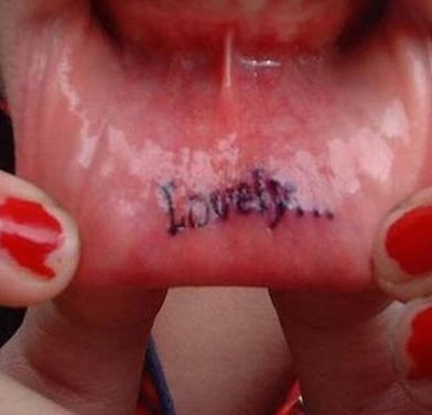 Lip tattoo,little,  lovely, ellipsis