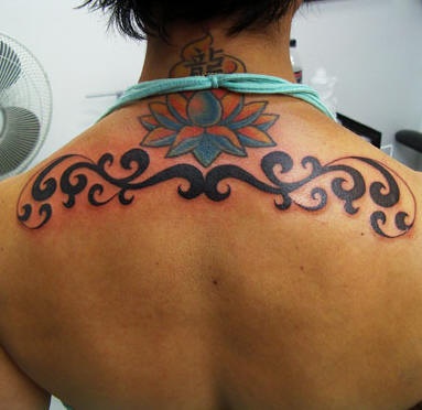 Lotus flower with hindu tracery on back