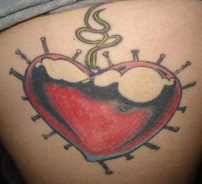 Red tailored heart tattoo