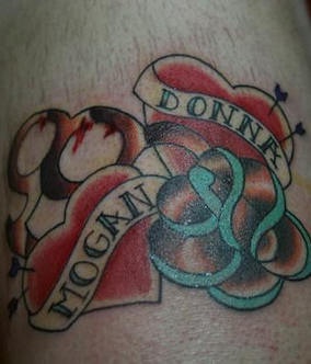 Mogan and donna in heart classic tattoo