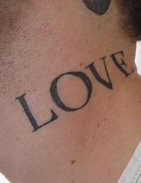Love writing tattoo on neck
