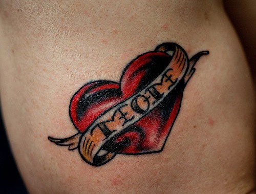 Mom in red heart classic tattoo