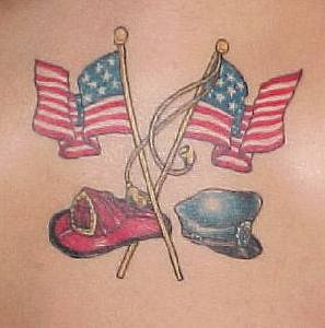 Usa flag with fd and pd hats tattoo