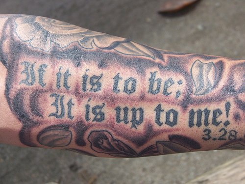 Psalm qoute sleeve tattoo