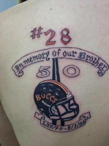 American football memorial tattoo