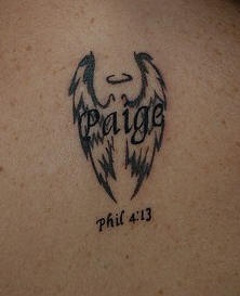 Psalm number and name on wings tattoo