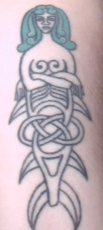 Middle age style mermaid tattoo