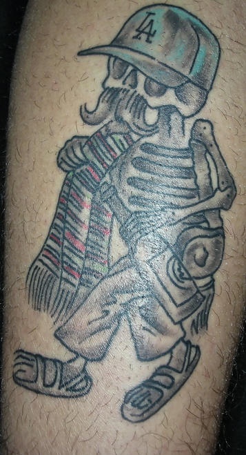 Mexican skeleton with bottle tattoo
