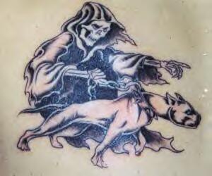 Grim reaper dog tattoo