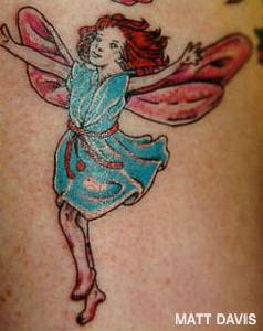 Happy little fairy coloured tattoo