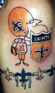 Saints team logo coloured tattoo
