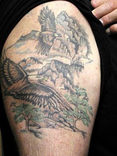 Native american landscape tattoo