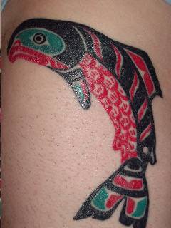 Tribal indian fish tattoo