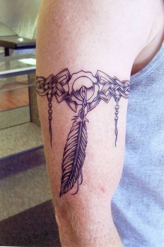 Tribal indian armband with feather