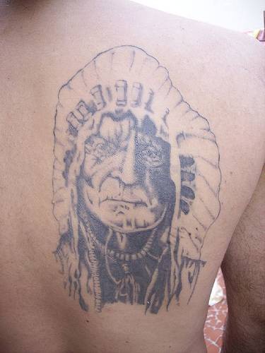 Old indian chief  tattoo on back