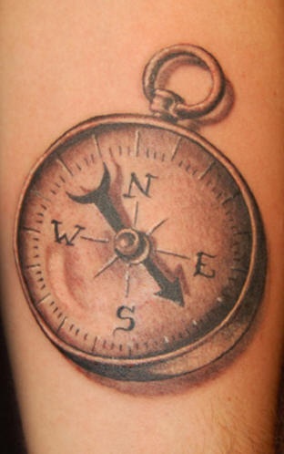 3d realistic compass tattoo