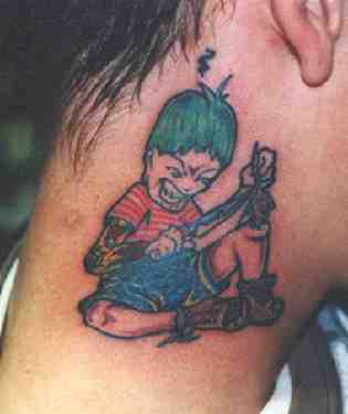 Evil boy tattoo in colour