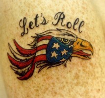 Lets roll patriotic flag and eagle tattoo