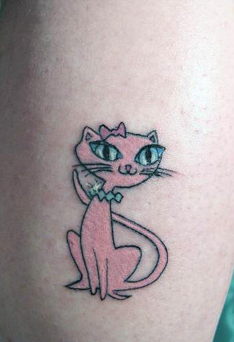 Female pink cat tattoo