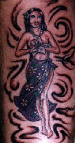 Hawaiian girl pinup tattoo