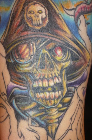 Evil pirate skeleton tattoo