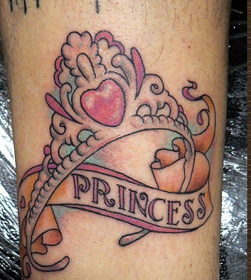 Colourful princess tiara tattoo