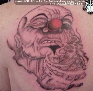 Praying psycho clown tattoo