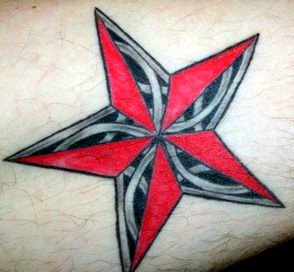 Elegant red and black nautical star