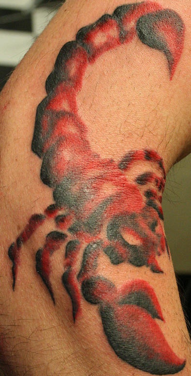 Red scorpion tattoo