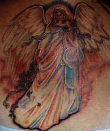 Colourful detailed angel tattoo