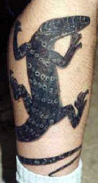Realistic black reptile tattoo