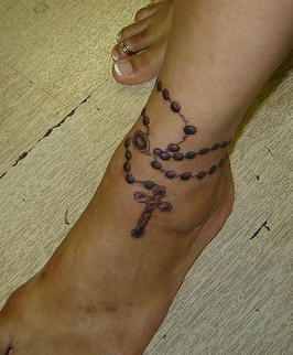 Rosary beads tattoo on ankle