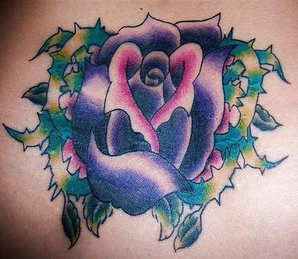 Purple rose with thorns tattoo