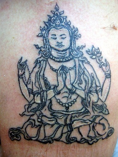 Shiva deity black ink tattoo