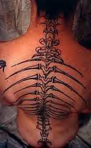 Monster skeleton full back tattoo