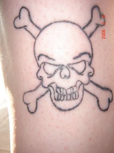 Simple tatuaje de calavera con huesos cruzados