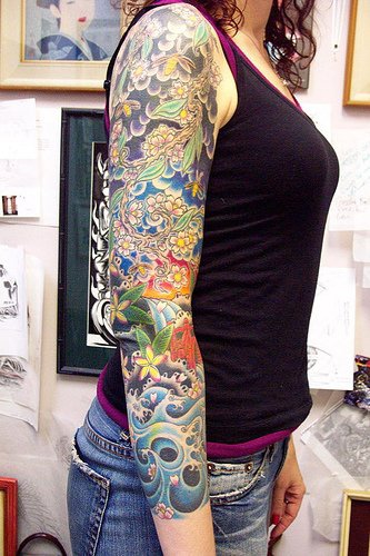 Asian style sea sleeve tattoo