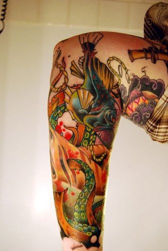 Lush and colourful deep sea tattoo
