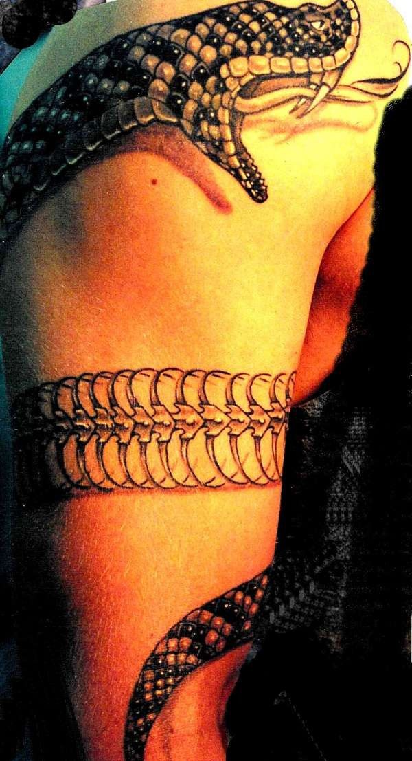 Realistic black snake tattoo