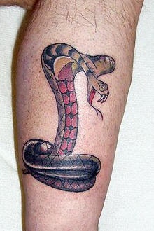Coloured cobra snake tattoo